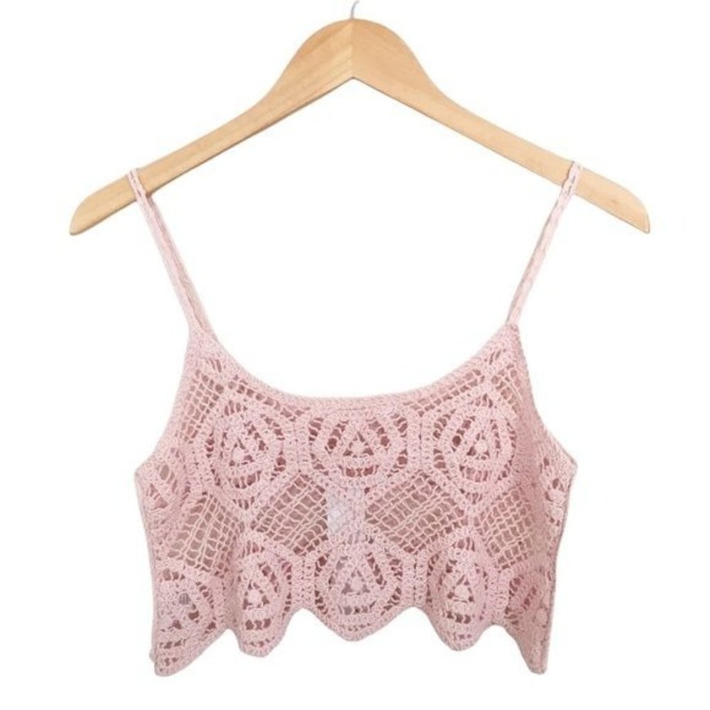 TIMING LOS ANGELES Boho Crotchet Spring Summer Festival Crop Top Size Small